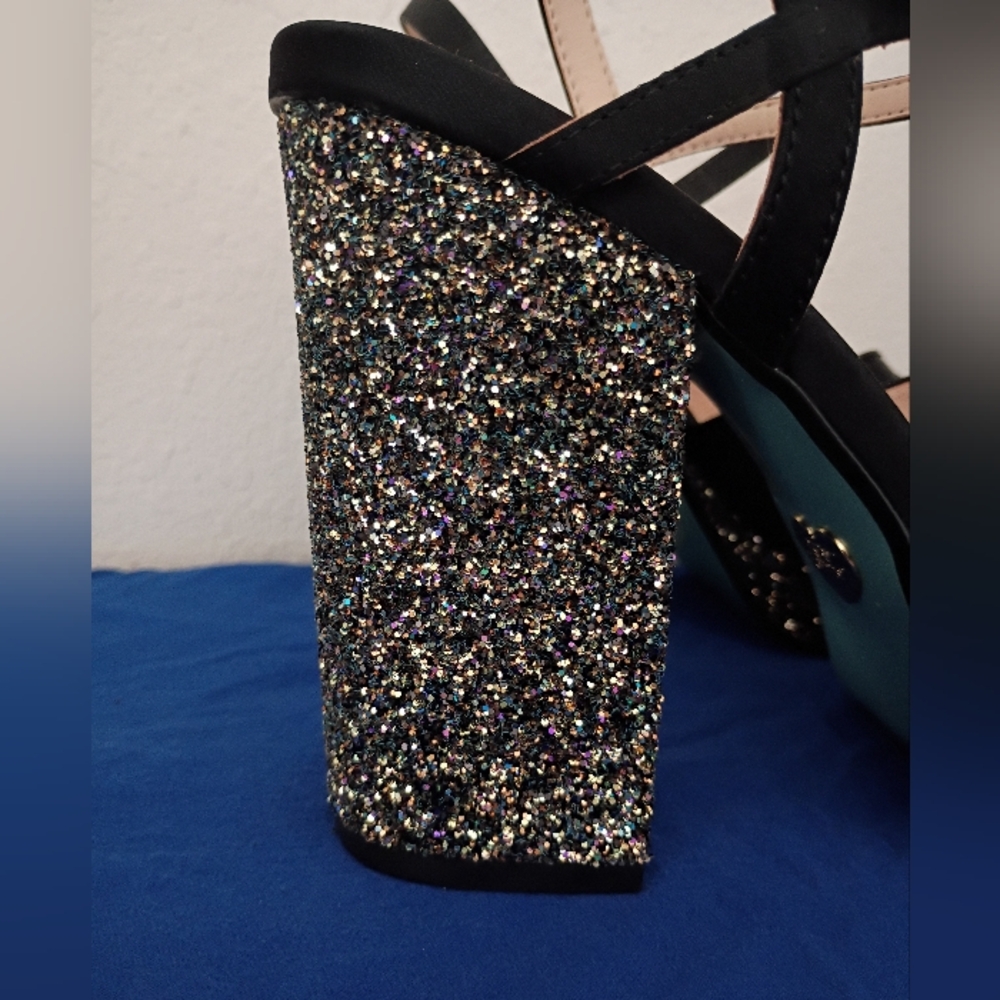 Betsey Johnson Ollie Satin Glitter Heels - Picture 5 of 10